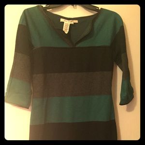 Dark green black and gray leather lined top